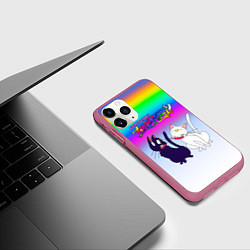 Чехол iPhone 11 Pro матовый Луна и Артемис под радугой, цвет: 3D-малиновый — фото 2