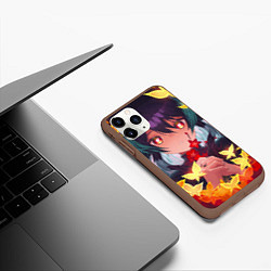 Чехол iPhone 11 Pro матовый Ху ТАО с цветами genshin импакт, цвет: 3D-коричневый — фото 2