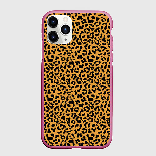 Чехол iPhone 11 Pro матовый Леопард Leopard / 3D-Малиновый – фото 1