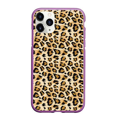 Чехол iPhone 11 Pro матовый Пятна Дикого Леопарда / 3D-Фиолетовый – фото 1