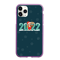 Чехол iPhone 11 Pro матовый Новый год 2022 Год тигра, цвет: 3D-фиолетовый