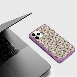 Чехол iPhone 11 Pro матовый Щенки Бульдога, цвет: 3D-фиолетовый — фото 2