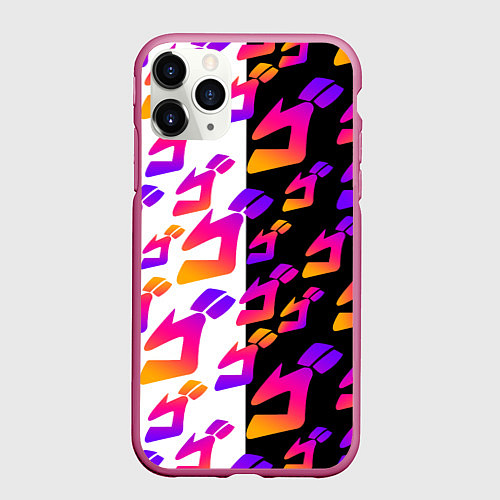 Чехол iPhone 11 Pro матовый JOJO BIZARRE ADVENTURE ДЖО ДЖО УЗОР / 3D-Малиновый – фото 1