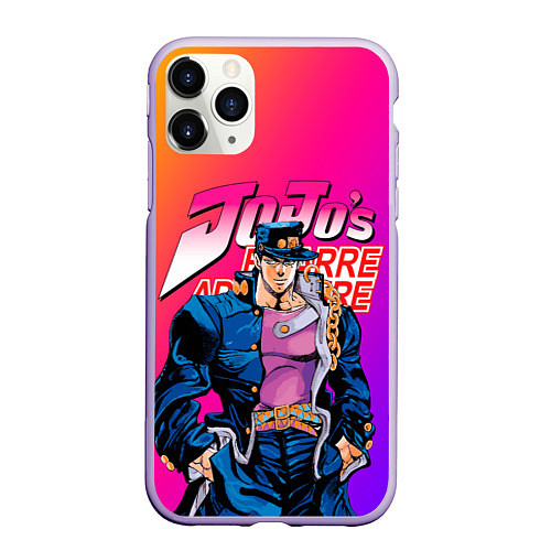 Чехол iPhone 11 Pro матовый JOJO BIZARRE ADVENTURE ДЖО ДЖО ГРАДИЕНТ / 3D-Светло-сиреневый – фото 1