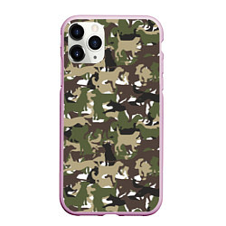 Чехол iPhone 11 Pro матовый Камуфляж из Собак Camouflage, цвет: 3D-розовый