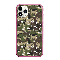 Чехол iPhone 11 Pro матовый Камуфляж из Собак Camouflage, цвет: 3D-малиновый