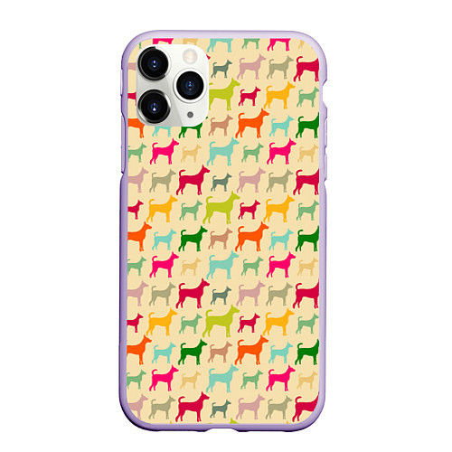 Чехол iPhone 11 Pro матовый Собаки Разноцветные / 3D-Светло-сиреневый – фото 1