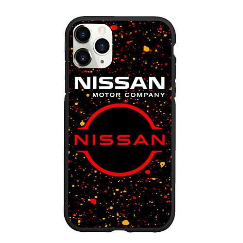 Чехол iPhone 11 Pro матовый NISSAN - Брызги / 3D-Черный – фото 1