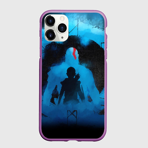 Чехол iPhone 11 Pro матовый БОГ ВОЙНЫ РАГНАРЁК GOD OF WAR / 3D-Фиолетовый – фото 1