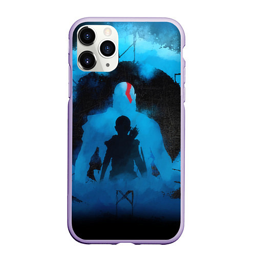 Чехол iPhone 11 Pro матовый БОГ ВОЙНЫ РАГНАРЁК GOD OF WAR / 3D-Светло-сиреневый – фото 1