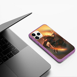 Чехол iPhone 11 Pro матовый DOTA 2 ДЖАГЕРНАУТ, цвет: 3D-фиолетовый — фото 2