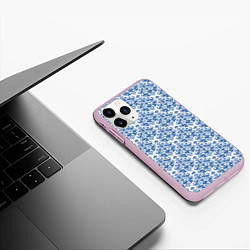 Чехол iPhone 11 Pro матовый Зимнее кружевство, цвет: 3D-розовый — фото 2