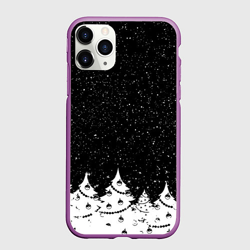 Чехол iPhone 11 Pro матовый НОВОГОДНЯЯ НОЧЬ 2022 / 3D-Фиолетовый – фото 1