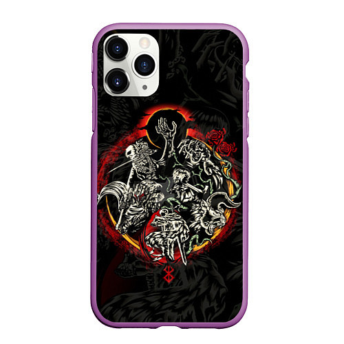 Чехол iPhone 11 Pro матовый ГЕРОЙ АНИМЕ БЕРСЕРК BERSERK / 3D-Фиолетовый – фото 1