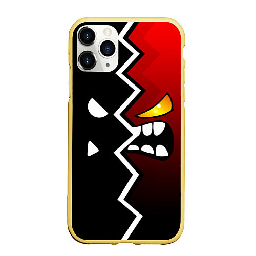 Чехол iPhone 11 Pro матовый Geometry Dash: Black x Red / 3D-Желтый – фото 1