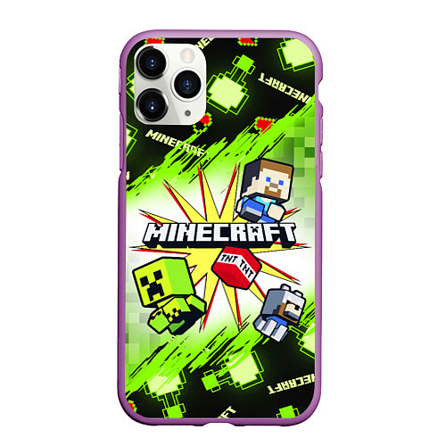 Чехол iPhone 11 Pro матовый MINECRAFT ART МАЙНКРАФТ АРТ / 3D-Фиолетовый – фото 1