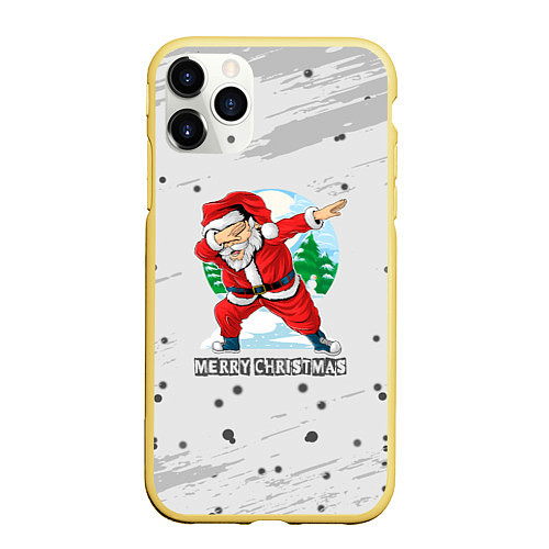 Чехол iPhone 11 Pro матовый Merry Christmas Santa Dabbing / 3D-Желтый – фото 1