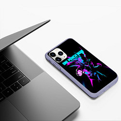 Чехол iPhone 11 Pro матовый Неоновый Сайтама One Punch-Man, цвет: 3D-светло-сиреневый — фото 2