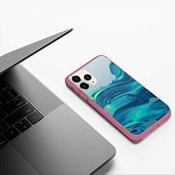 Чехол iPhone 11 Pro матовый Акварельные Мазки, цвет: 3D-малиновый — фото 2
