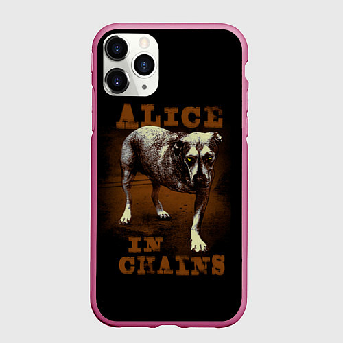 Чехол iPhone 11 Pro матовый Alice in chains Dog / 3D-Малиновый – фото 1