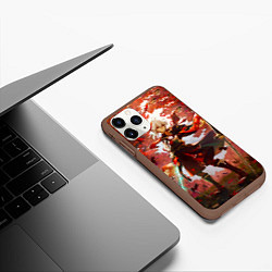 Чехол iPhone 11 Pro матовый Каэдэхара Кадзуха стоит в лесу Genshin Impact, цвет: 3D-коричневый — фото 2