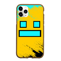 Чехол iPhone 11 Pro матовый GEOMETRY DASH SMILE БРЫЗГИ КРАСОК, цвет: 3D-коричневый