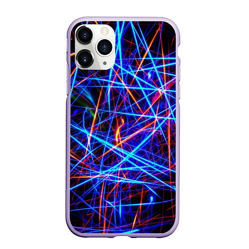 Чехол iPhone 11 Pro матовый NEON LINES Glowing Lines Effect / 3D-Светло-сиреневый – фото 1