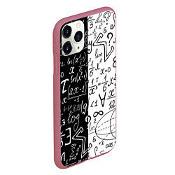 Чехол iPhone 11 Pro матовый ЧЁРНО БЕЛЫЕ ФОРМУЛЫ ФИЗИКА МАТЕМАТИКА, цвет: 3D-малиновый — фото 2