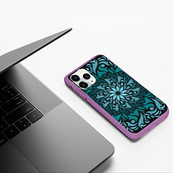 Чехол iPhone 11 Pro матовый Зеленая мандала, цвет: 3D-фиолетовый — фото 2