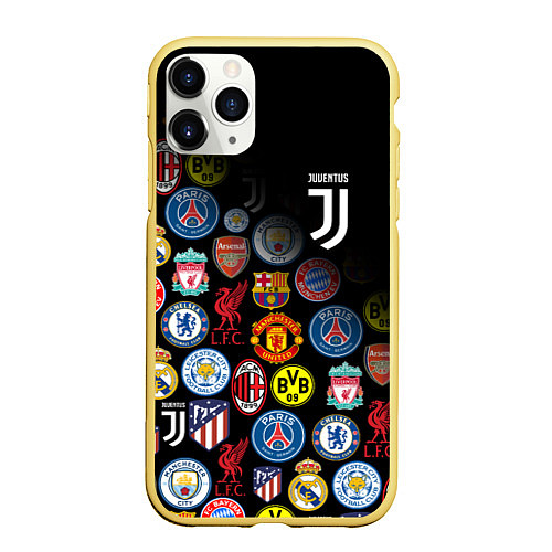 Чехол iPhone 11 Pro матовый JUVENTUS LOGOBOMBING SPORT / 3D-Желтый – фото 1