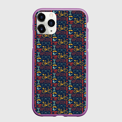 Чехол iPhone 11 Pro матовый HIPSTER модник / 3D-Фиолетовый – фото 1