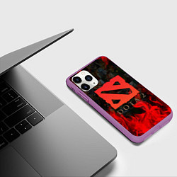 Чехол iPhone 11 Pro матовый DOTA 2 ЛОГО В ОГНЕ, ПЕРСОНАЖИ, цвет: 3D-фиолетовый — фото 2