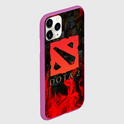 Чехол iPhone 11 Pro матовый DOTA 2 ЛОГО В ОГНЕ, ПЕРСОНАЖИ, цвет: 3D-фиолетовый — фото 2