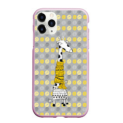 Чехол iPhone 11 Pro матовый Милая жирафа в шарфе, цвет: 3D-розовый