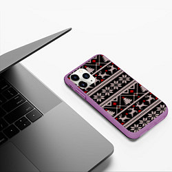 Чехол iPhone 11 Pro матовый DEER SWEATER СВИТЕР С ОЛЕНЯМИ, цвет: 3D-фиолетовый — фото 2