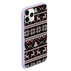 Чехол iPhone 11 Pro матовый DEER SWEATER СВИТЕР С ОЛЕНЯМИ, цвет: 3D-светло-сиреневый — фото 2