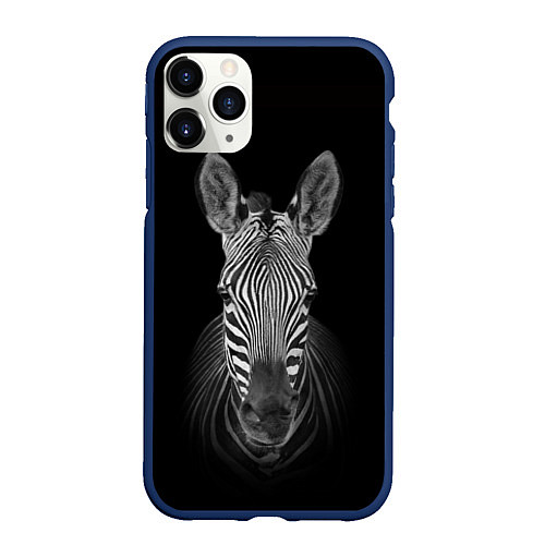 Чехол iPhone 11 Pro матовый Зебраzebra / 3D-Тёмно-синий – фото 1