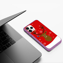 Чехол iPhone 11 Pro матовый Новогодний олень New Years Deer, цвет: 3D-фиолетовый — фото 2