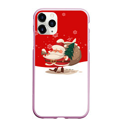 Чехол iPhone 11 Pro матовый Новогодний санта New Years Santa, цвет: 3D-розовый