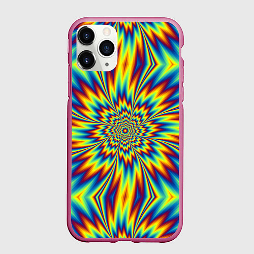 Чехол iPhone 11 Pro матовый Пульсирующий Огненный Цветок / 3D-Малиновый – фото 1