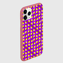Чехол iPhone 11 Pro матовый Фиолетовый Фон с Желтыми Квадратами Иллюзия Движен, цвет: 3D-малиновый — фото 2