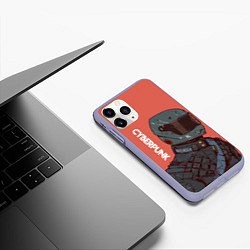 Чехол iPhone 11 Pro матовый Cyberpunk Спина, цвет: 3D-светло-сиреневый — фото 2
