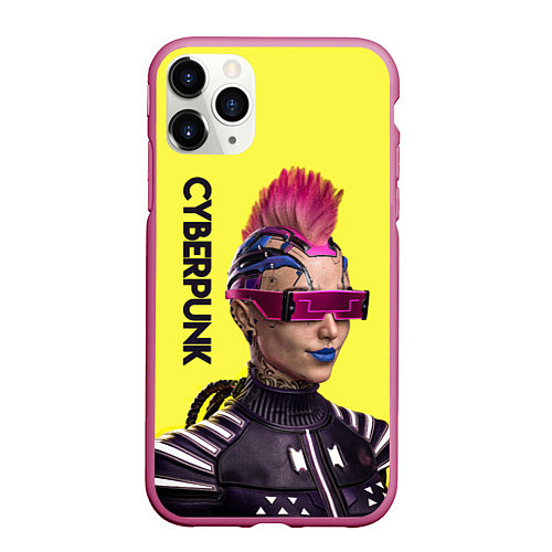 Чехол iPhone 11 Pro матовый Cyberpunk Панк / 3D-Малиновый – фото 1