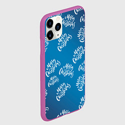 Чехол iPhone 11 Pro матовый Merry Christmas - Новогодний паттерн, цвет: 3D-фиолетовый — фото 2