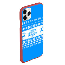 Чехол iPhone 11 Pro матовый MERRY CHRISTMAS BLUE, цвет: 3D-красный — фото 2