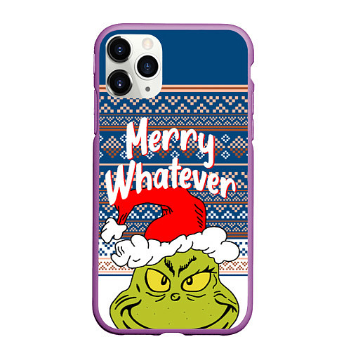 Чехол iPhone 11 Pro матовый MERRY WHATEVER GRINCH / 3D-Фиолетовый – фото 1