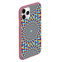 Чехол iPhone 11 Pro матовый Пульсирующий синий цветок иллюзия движения, цвет: 3D-малиновый — фото 2