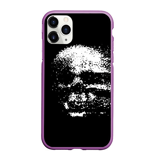 Чехол iPhone 11 Pro матовый Skulls glitch / 3D-Фиолетовый – фото 1