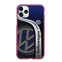 Чехол iPhone 11 Pro матовый Volkswagen Фольксваген, цвет: 3D-малиновый