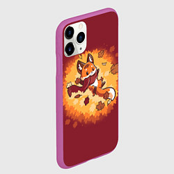 Чехол iPhone 11 Pro матовый Лис в листопаде, цвет: 3D-фиолетовый — фото 2